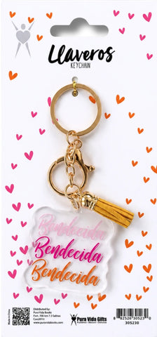 Image of LLAVERO ACRILICO CON TASSEL BENDECIDA