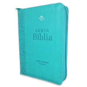 Biblia RVR 1960 Compacta Turquesa Floral Símil Piel con Cierre
