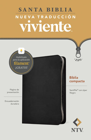 Image of BIBLIA NTV COMPACTA CIERRE CON FILAMENT SIMIL PIEL NEGRO