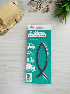 EMBLEMA PARA AUTO 13 CM ICHTUS. ROSA