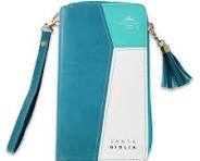 Biblia RVR 1960 Chequera Turquesa Símil Piel con Índice y Cierre