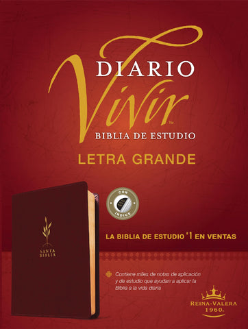 Image of Biblia RVR 1960 de Estudio del Diario Vivir Letra Grande Símil Piel Vino Tinto Índice Letra Roja