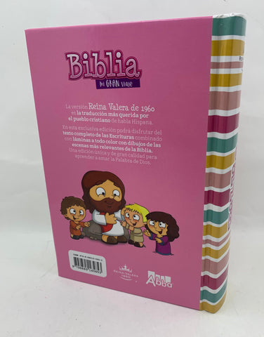 Image of Biblia RVR 1960 para Niñas Letra Grande 10 puntos Tapa Dura Rosa