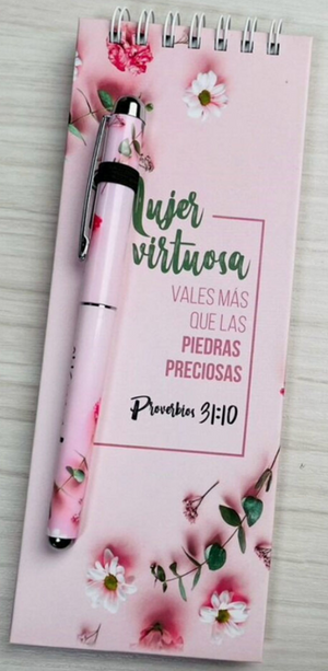 BLOCK DE NOTAS CON BOLIGRAFO. MUJER VIRTUOSA