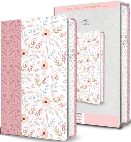 Image of BIBLIA RVR 1960 LETRA GIGANTE ROSADA CON FLORES SIMIL PIEL