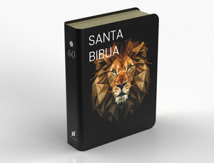 Biblia RVR 1960 Compacta Letra Grande 11 puntos Símil Piel Negro León Dorado