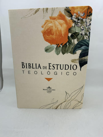 Image of Biblia RVR 1960 de Estudio Teológico Flores Naranja con Índice