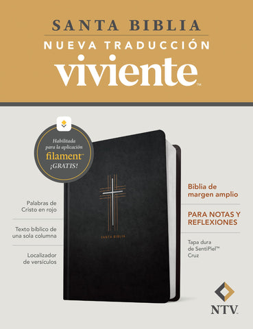 Image of BIBLIA NTV MARGEN AMPLIO CON FILAMENT TAPA DURA SIMIL PIEL CRUZ