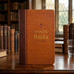 BIBLIA RVR 1960 TAMANO MANUAL LETRA GRANDE 12 PT SIMIL PIEL NEGRO GRIS BITONO