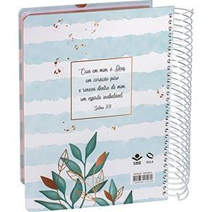 BIBLIA EM PORTUGUES NA083JR TAPA DURA ESPIRAL FLORES FONDO AZUL CLARO CANTO PINT