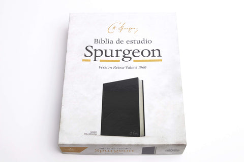 Image of Biblia RVR 1960 de Estudio Spurgeon Negro Piel Genuina