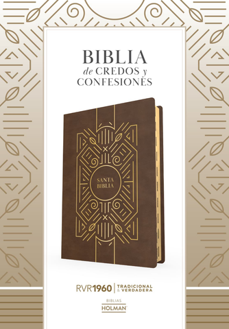 Image of Biblia RVR 1960 de Estudio de Credos y Confesiones Café Símil Piel con Índice