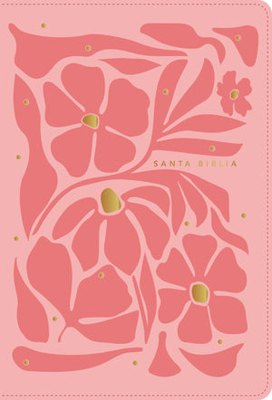BIBLIA NTV ULTRAFINA LETRA GRANDE CON FILAMENT SIMIL PIEL FLORES ROSA INDICE LETRA ROJA