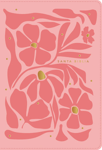 Image of BIBLIA NTV ULTRAFINA LETRA GRANDE CON FILAMENT SIMIL PIEL FLORES ROSA INDICE LETRA ROJA