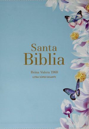 Biblia RVR 1960 Letra Súper Gigante Símil Piel Azul Clara