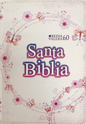 Biblia RVR 1960 Compacta Símil Piel Juvenil Mariposa Palo Rosa