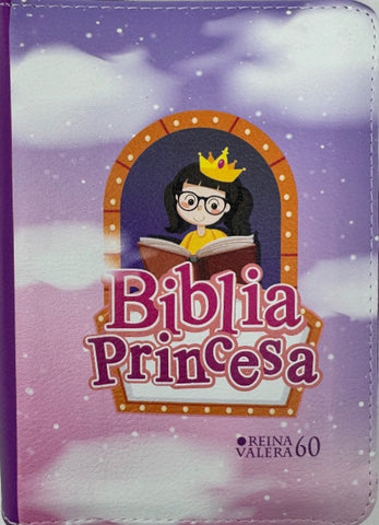 Image of Biblia RVR 1960 Compacta para Niñas Princesa Vinilo con Cierre