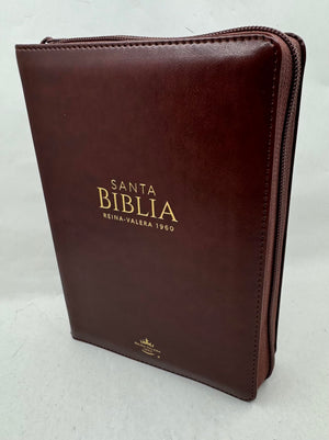 Biblia RVR 1960 Letra Grande Compacta 11 Puntos Símil Piel Café Oscuro Cierre