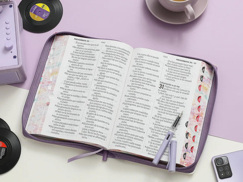 Image of BIBLIA RVR 1960 SUPER GIGANTE JARDIN TURQUESA CANTO PINTADO CIERRE INDICE SIMIL PIEL