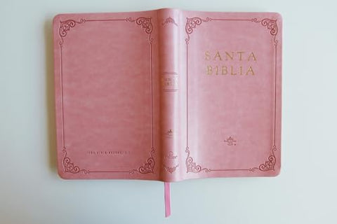 Image of Biblia RVR 1960 Letra Grande Tamaño Manual Rosada Símil Piel con Índice