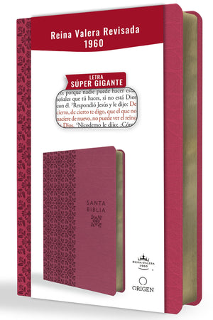 Biblia RVR 1960 Letra Súper Gigante Fucsia Rosada Símil Piel