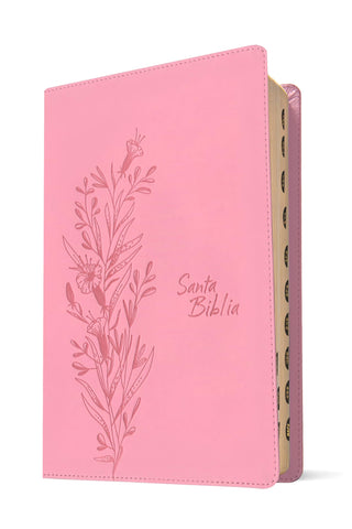 Image of BIBLIA NTV REFERENCIA CENTRAL LETRA GRANDE CON FILAMENT SIMIL PIEL ROSA INDICE LETRA ROJA