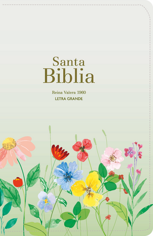 Biblia RVR 1960 Compacta Letra Grande 11 puntos Símil Piel Verde Claro Flores con Cierre y Índice