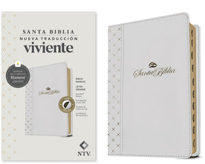 Biblia NTV Manual Letra Grande con Filament Símil Piel Blanco Índice Letra Roja