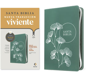 BIBLIA NTV REFERENCIA CENTRAL LETRA GRANDE CON FILAMENT SIMIL PIEL CIERRE VERDE LETRA ROJA