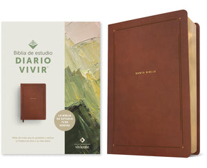BIBLIA NTV DE ESTUDIO DEL DIARIO VIVIR SIMIL PIEL CAFE LETRA ROJA