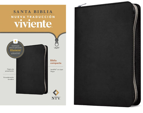 Image of BIBLIA NTV COMPACTA CIERRE CON FILAMENT SIMIL PIEL NEGRO