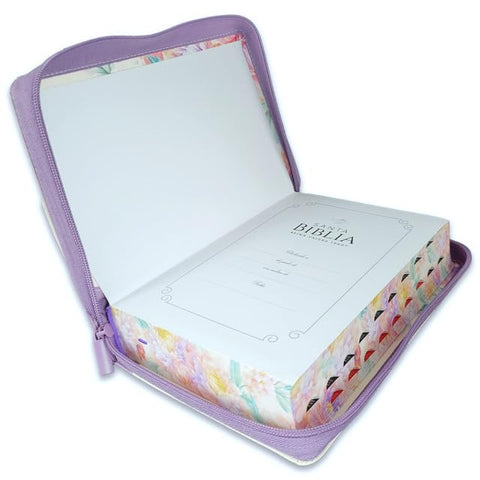 Image of Biblia RVR 1960 Letra Gigante 14 Puntos Manual Jardín Lila Cierre Índice