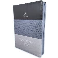 Image of BIBLIA RVR 1960 LETRA GIGANTE TRICOLOR NEGRO GRIS SIMIL PIEL CON INDICE Y CIERRE