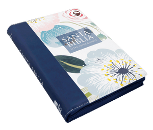 BIBLIA RVR 1960 LETRA SUPER GIGANTE AZUL FLORES SIMIL PIEL CON INDICE CON CIERRE