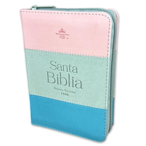 Biblia RVR 1960 Bolsillo Símil Piel Tricolor Rosa Blanco Turquesa