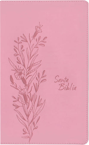 BIBLIA NTV REFERENCIA CENTRAL LETRA GRANDE CON FILAMENT SIMIL PIEL ROSA INDICE LETRA ROJA