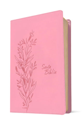 Image of BIBLIA NTV REFERENCIA CENTRAL LETRA GRANDE CON FILAMENT SIMIL PIEL ROSA LETRA ROJA