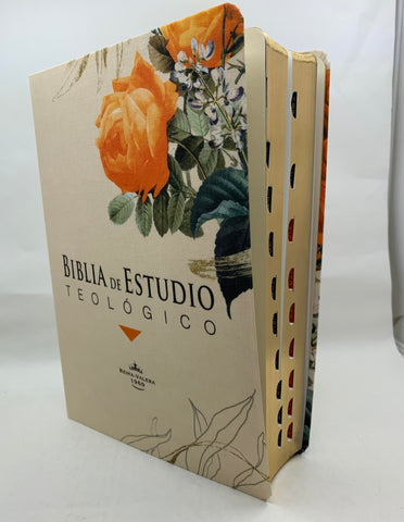 Image of Biblia RVR 1960 de Estudio Teológico Flores Naranja con Índice