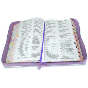 Biblia RVR 1960 Letra Gigante 14 Puntos Manual Jardín Lila Cierre Índice