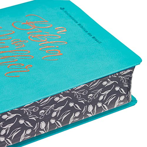 Image of BIBLIA EM PORTUGUES NAA DA MULHER BIBLIA DE LA MUJER NOVA EDIÃ‡ÃƒO TAMANHO PORTATIL CAPA AZUL TURQUESA