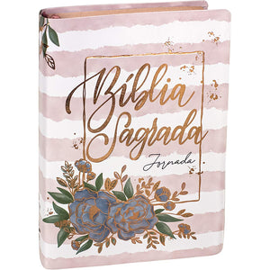 BIBLIA EM PORTUGUES NA085JR TAPA PU FLORES CANTO PINTADO BRONCE