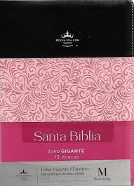 Image of Biblia RVR 1960 Letra Gigante Tricolor Negro Rosa Fucsia Símil Piel con Índice y Cierre