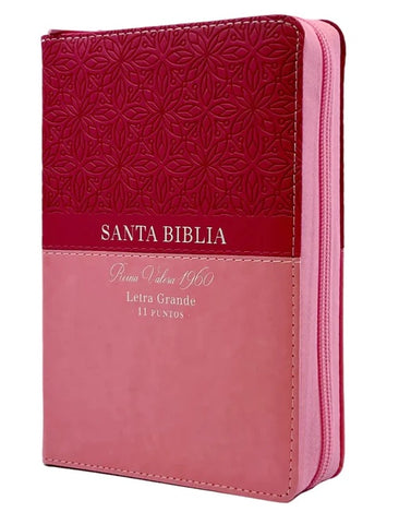 Image of Biblia RVR 1960 Letra Grande Tamaño Manual Bifloral Rosa Símil Piel
