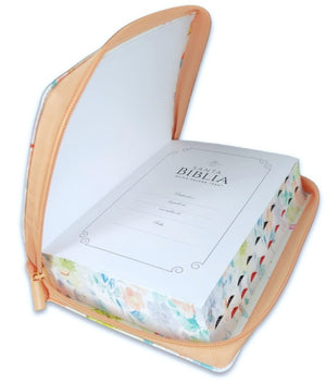 Biblia RVR 1960 Letra Gigante 14 Puntos Manual Jardín Coral Símil Piel Cierre Índice