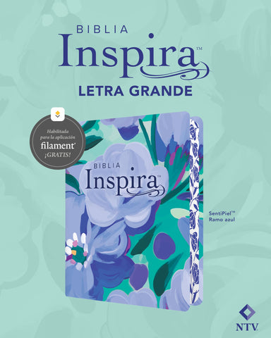 Image of Biblia NTV Inspira Letra Grande con Filament Símil Piel Ramo azul