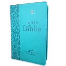 Image of BIBLIA RVR 1960 LETRA SUPER GIGANTE TURQUESA COLECCION EFESO CON INDICE FLORAL SIMIL PIEL