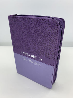 Biblia RVR 1960 Compacta Duotono Lila Símil Piel con Índice y Cierre