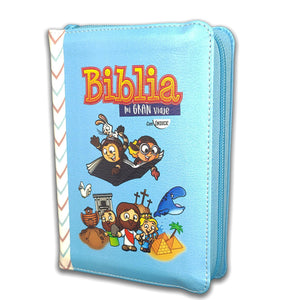 Biblia RVR 1960 para Niños Mi Gran Viaje Azul Símil Piel con Índice con Cierre