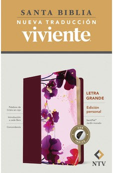 Image of Biblia NTV Letra Grande Tamaño Personal Jardín Morado Símil Piel con Índice