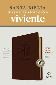 Biblia NTV Letra Súper Gigante Café Oscuro Símil Piel con Índice